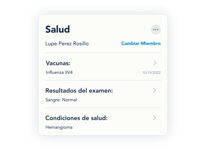 Entradas de Salud en el Historial Familiar de OurFamilyWizard