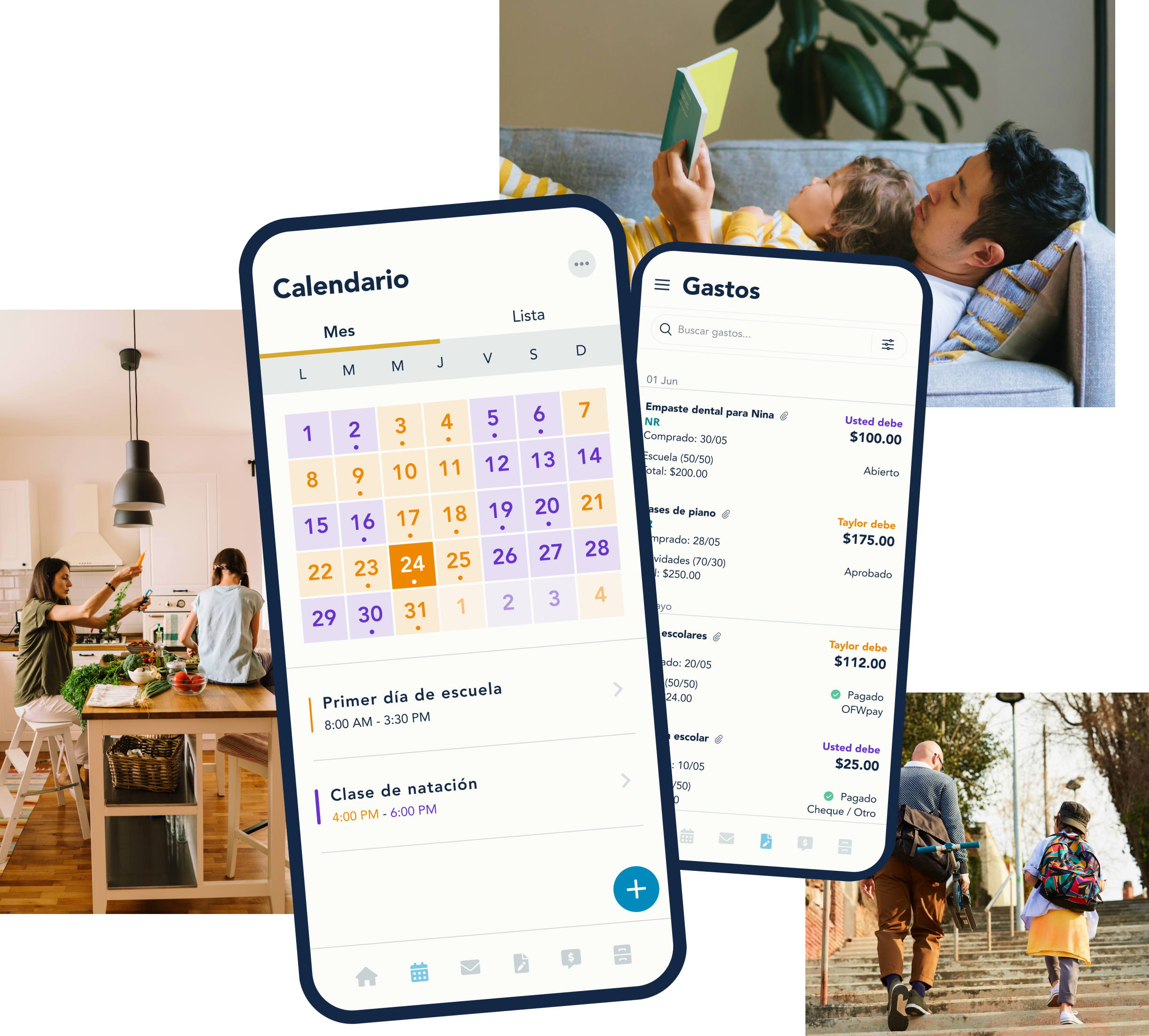 El calendario y los gastos de OurFamilyWizard