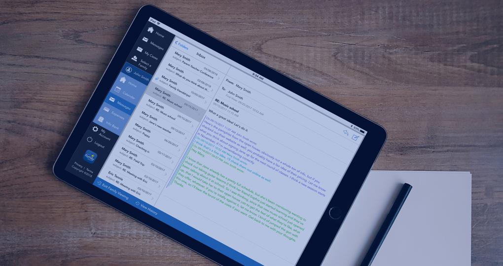 practitioner ipad app showing ability to view client correspondence