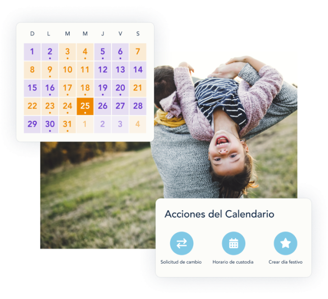 Ejemplo de un horario de custodia y características en el Calendario de OurFamilyWizard