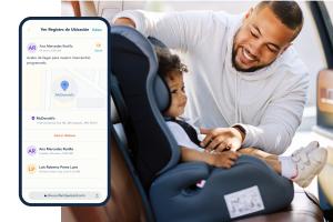 Padre e hijo en un coche