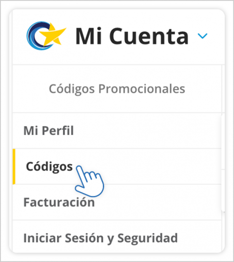 Acceder la sección de códigos promocionales