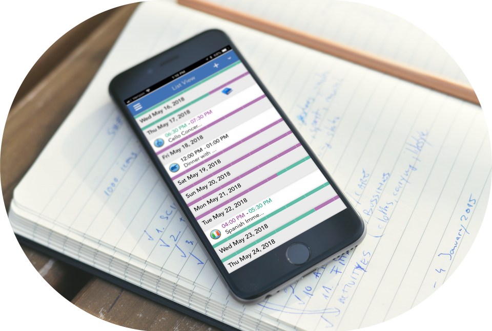 Viewing journals using the calendar list view in the iOS ofw app