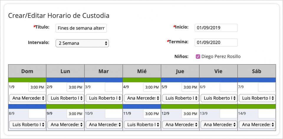 Fines de semana alternos