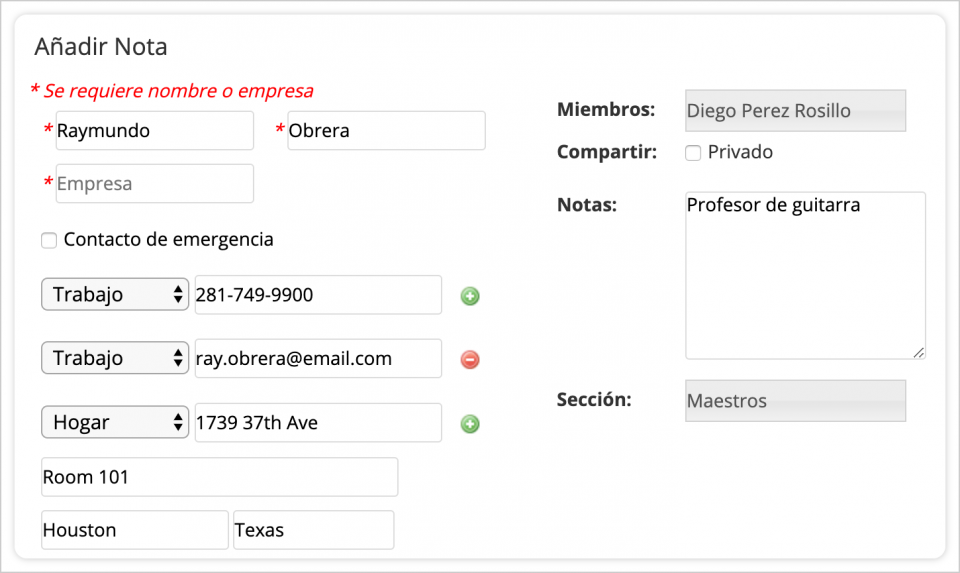 Crear entradas básicas en el Historial Familiar