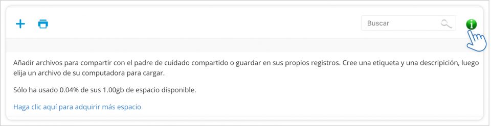 Ver la cantidad de espacio de almacenamiento disponible en MisArchivos
