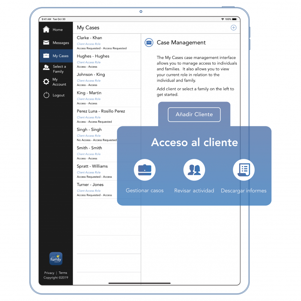 Acceder la actividad de uno o multiples clientes desde su cuenta profesional.