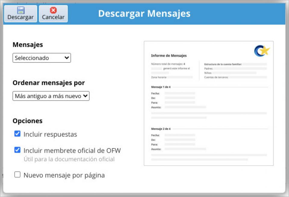 Imprimir varios mensajes en OurFamilyWizard