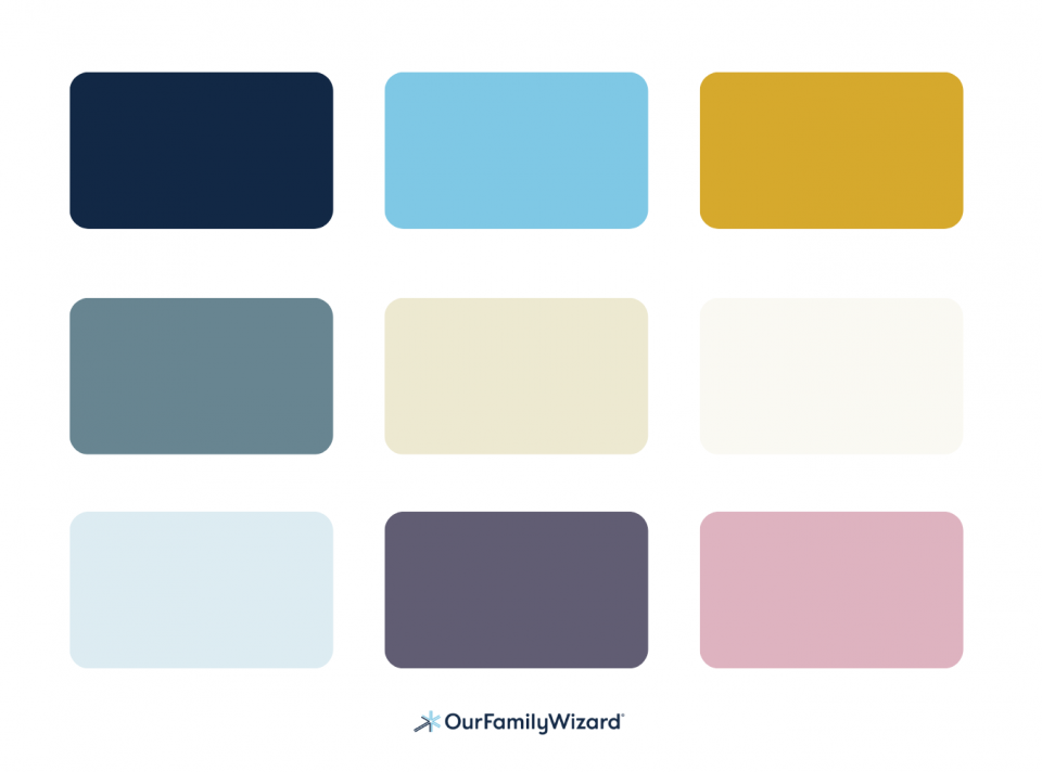 Image of OurFamilyWizard's brand color palette